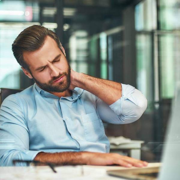 office worker with neck pain