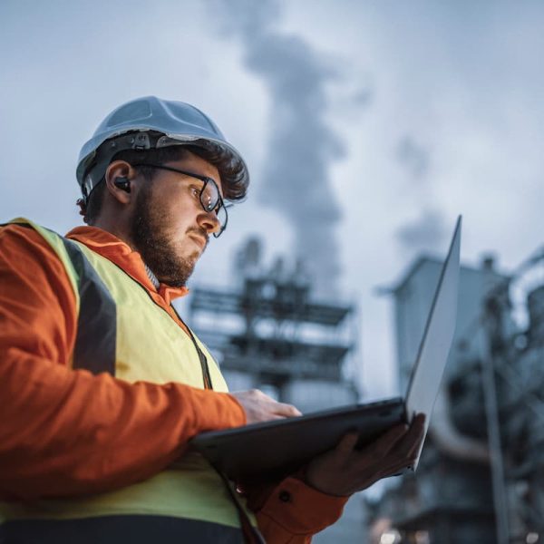 a missouri industrial worker on a laptop