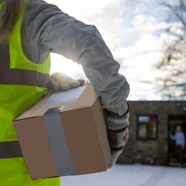 seasonal worker delivering a package