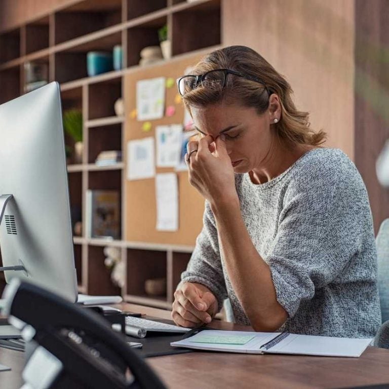 st. louis woman stressed at work